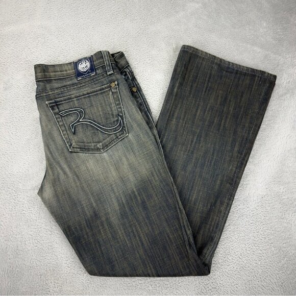 Rock & Republic Women's Sz 30x30 Distressed Five Pocket Denim Jeans Embroidered - Picture 10 of 14